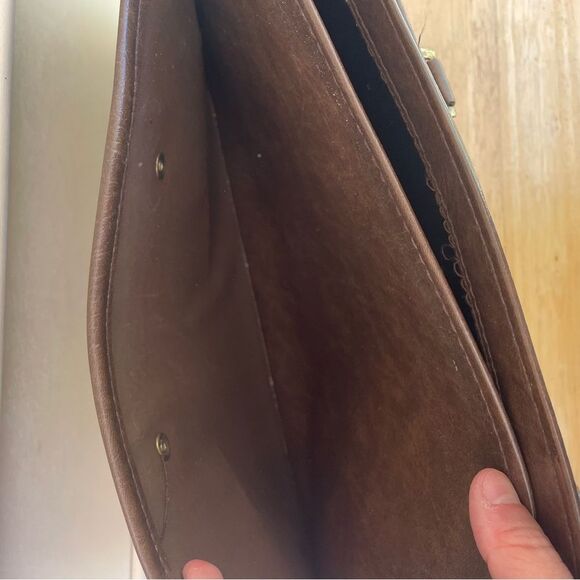 Vintage LL Bean Classic Brown Leather Briefcase Messenger Satchel Bag One Size - Picture 6 of 11